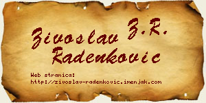 Živoslav Radenković vizit kartica